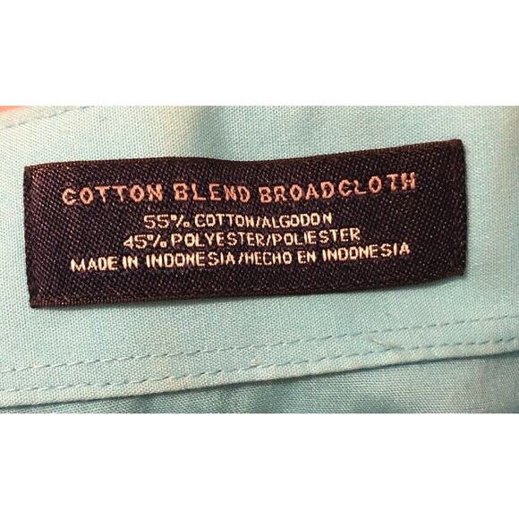 16 1/2 34-35 Stafford Blue Cotton Blend Broadcloth Reg Fit Button Down Shirt - Picture 7 of 8